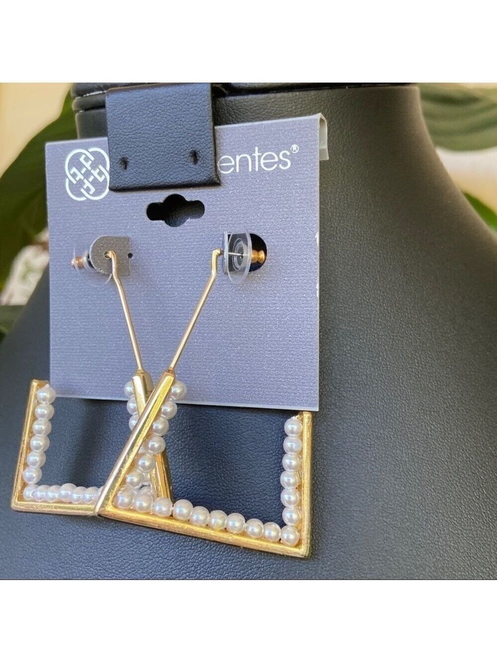 Gold/Pearl Open Triangle Daisy Fuentes Fashion Earrings $16ea / 3 for $25